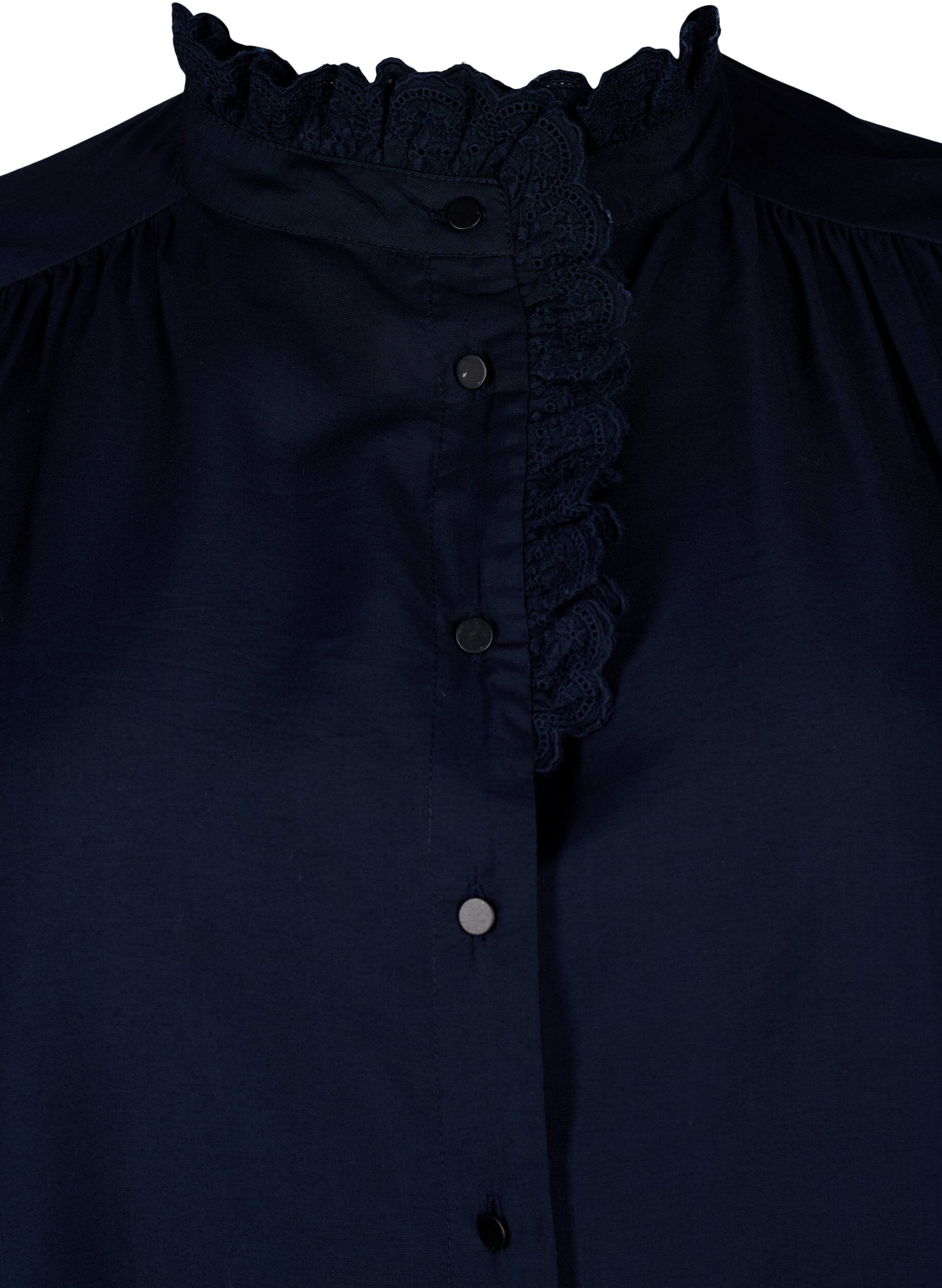 Skjortebluse i viskose med flæser