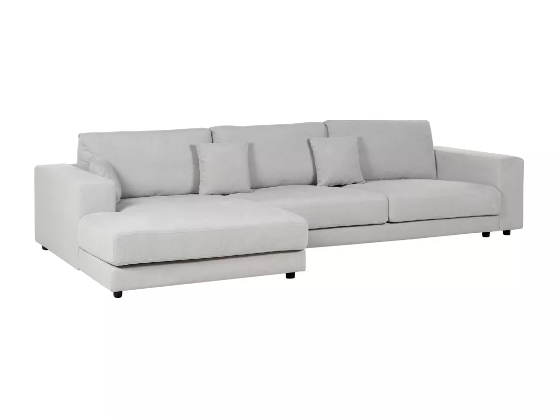 Canapé 4 Places Angle à gauche Style Moderne Minimaliste en Tissu Gris Clair Lofoten