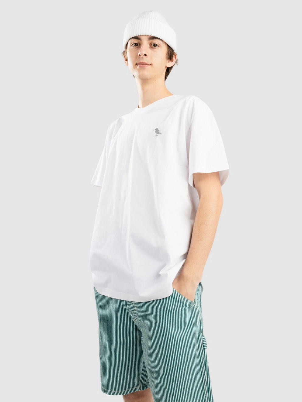 Cleptomanicx Embroidery Gull Mono T-Shirt white