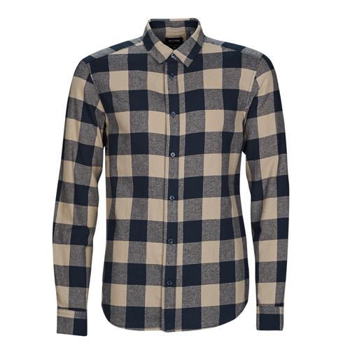 Only & Sons  - ONSGUDMUND LIFE LS CHECKED SHIRT - Marine / Beige
