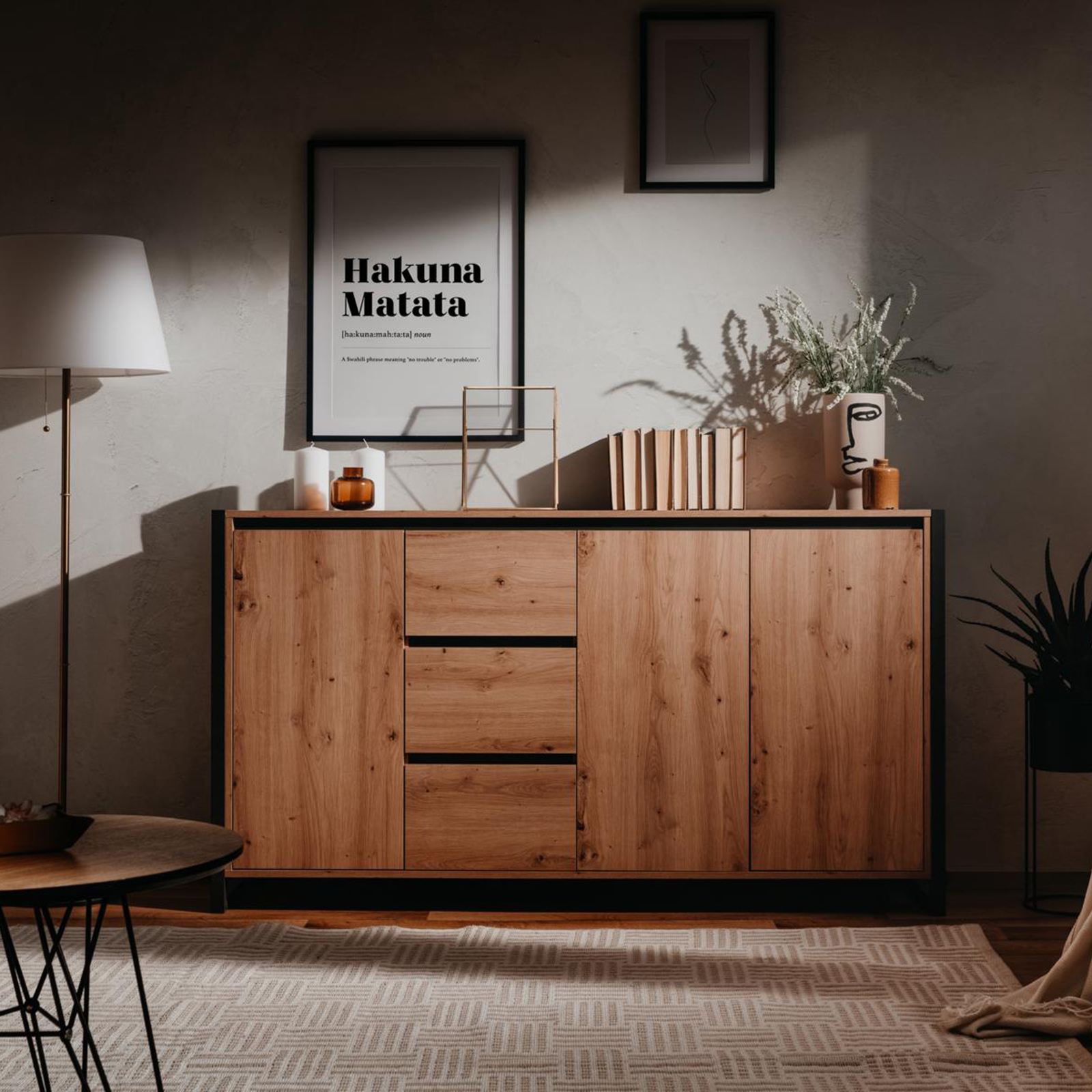 Kommode DENVER - Artisan Eiche-anthrazit - 160 cm