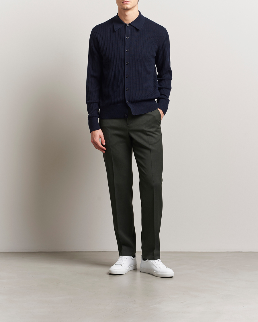 Filippa K Cotton Merino Knitted Cardigan Navy