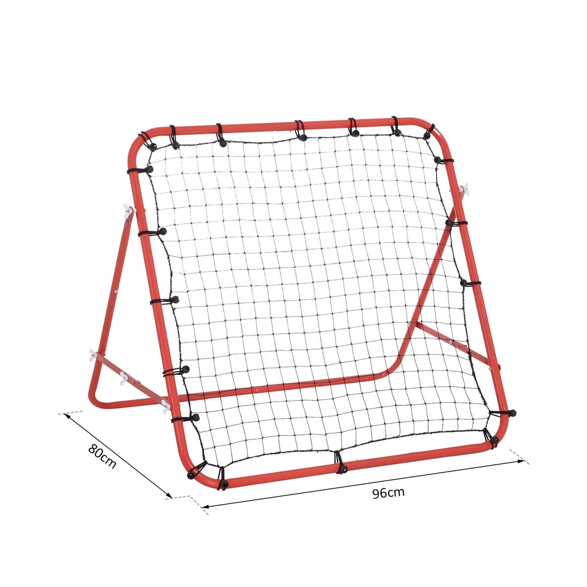 HOMCOM Voetbalrebounder, Kickbackdoel, Verstelbare hoek, 96 x 80 x 96 cm, Metalen buis, PE-stof, Rood + Zwart