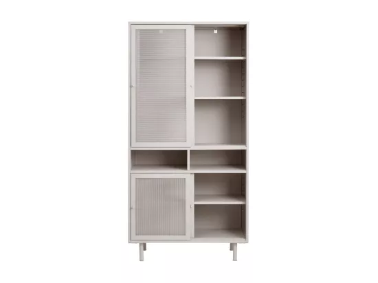 Kiso - Vaisselier 4 portes, 2 niches en métal H180cm - Grège