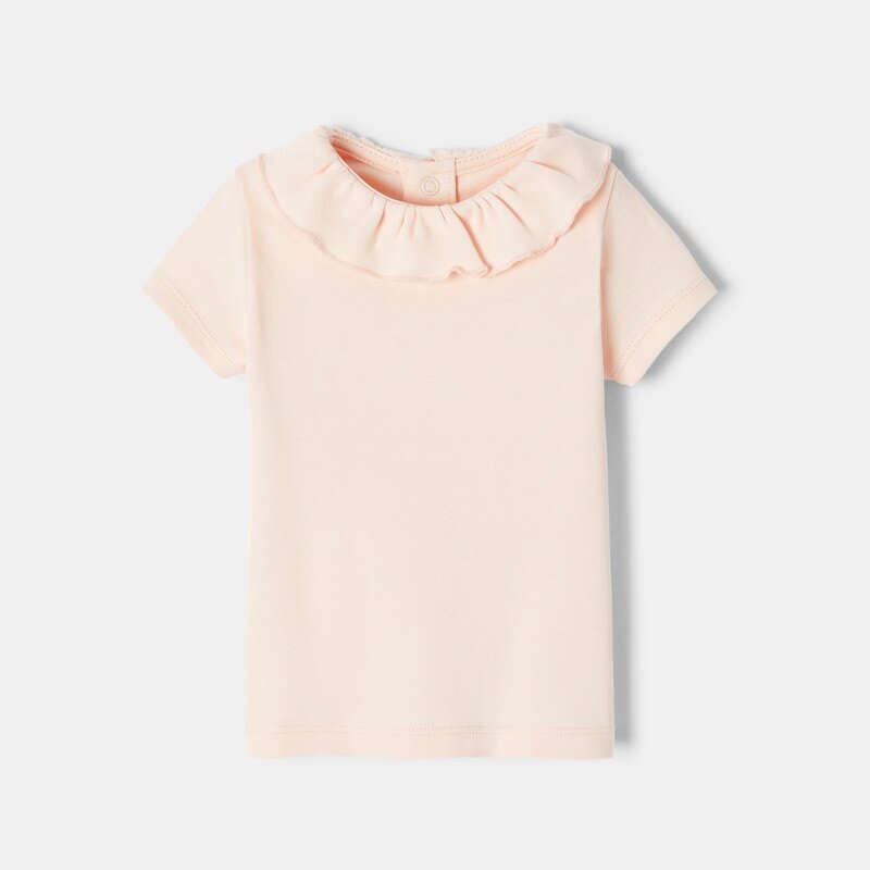 T-shirt à col collerette manches courtes en coton bio rose naissance Absorba Rose