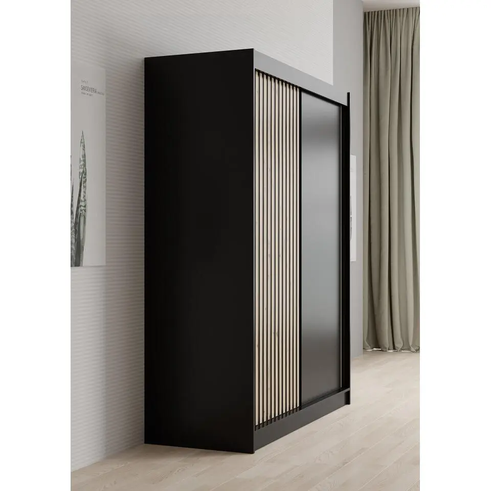 Meubella - Kledingkast Lisbon - Zwart - 150 cm