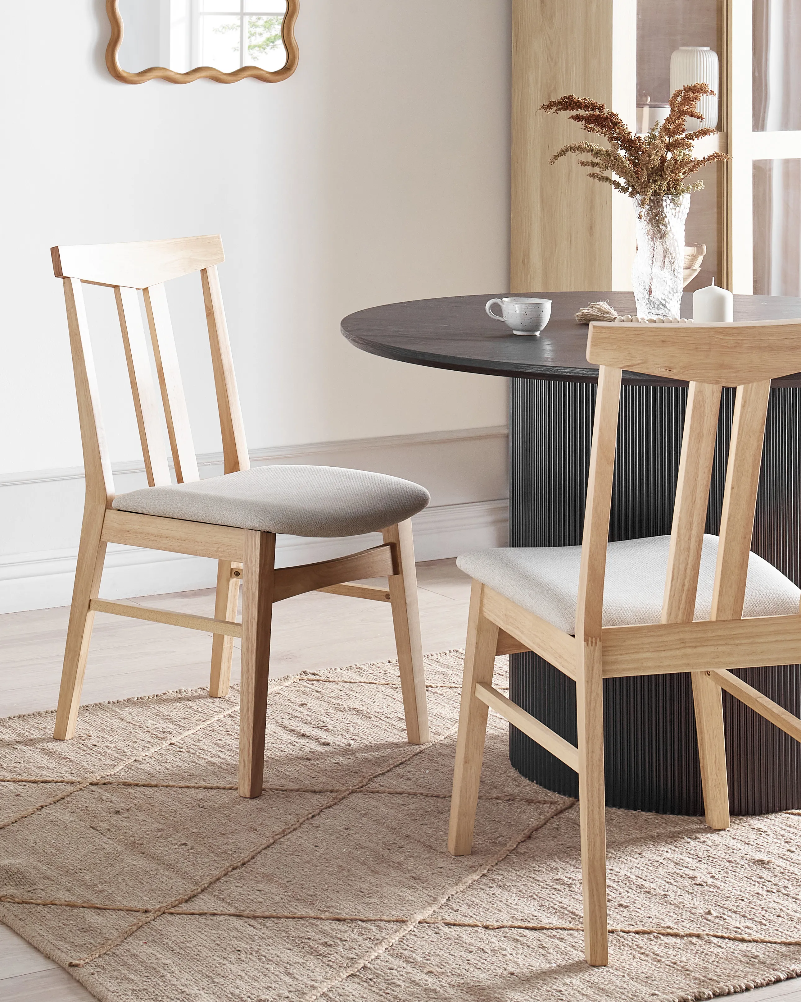 Set van 2 eetkamerstoelen AVALON Hout Lichtbeige