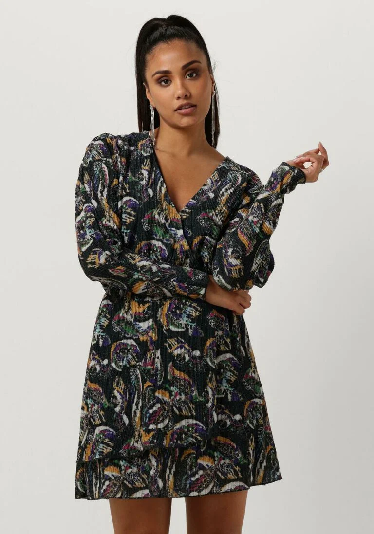 ALIX THE LABEL zwarte alix the label mini jurk ladies knitted paisley lurex dress