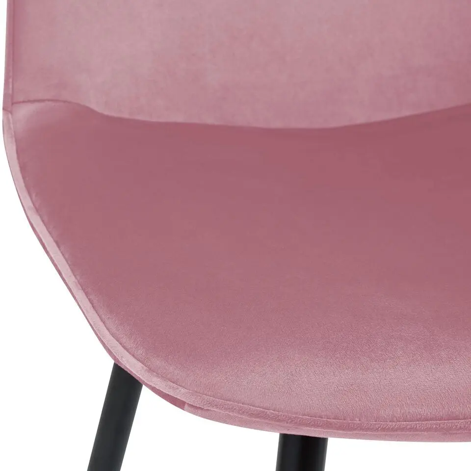 CLP Eetkamerstoel Maryam zwart Frame - Fluweel - roze