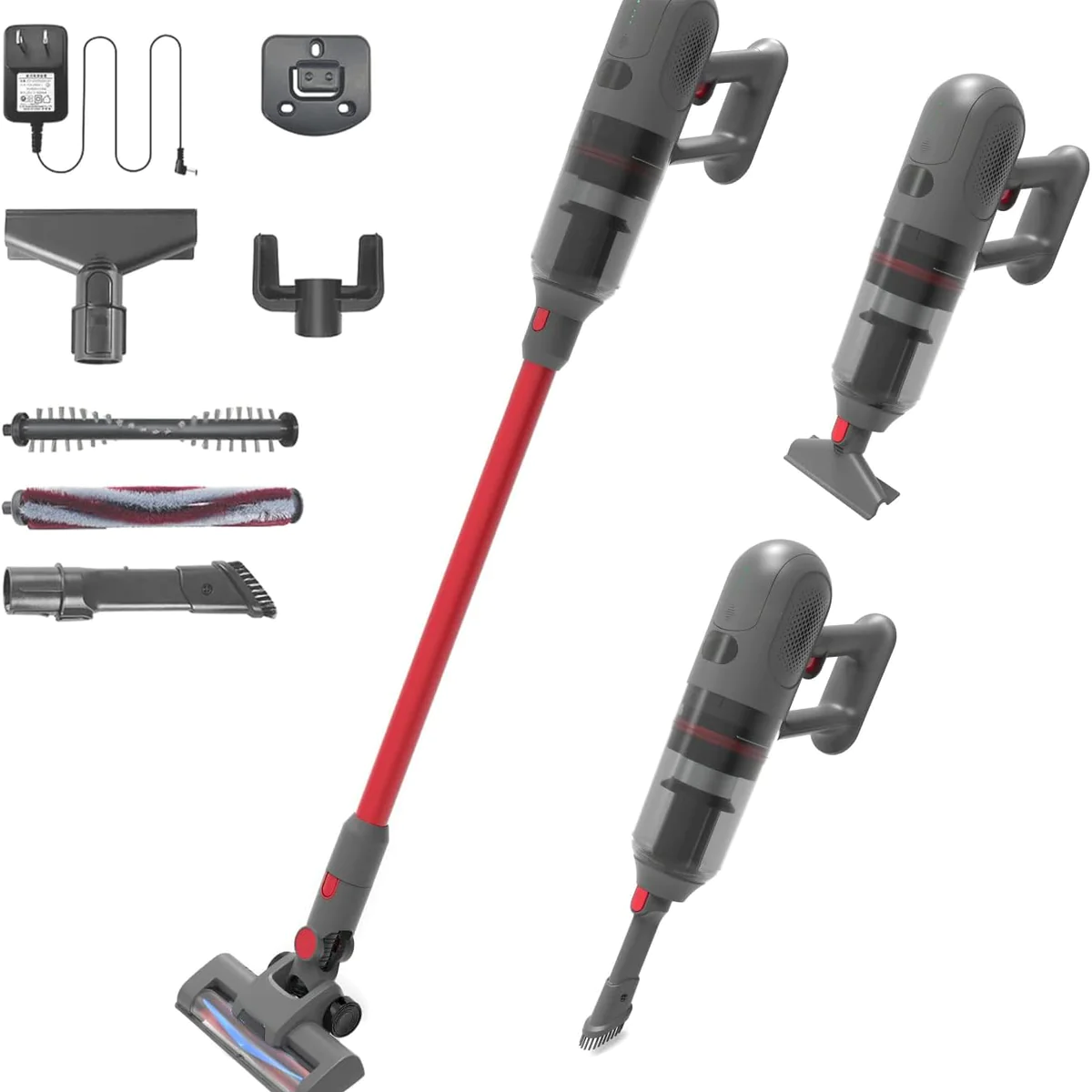 Aspirateur sans Fil 3 en 1 300W rouge noir Vendos85