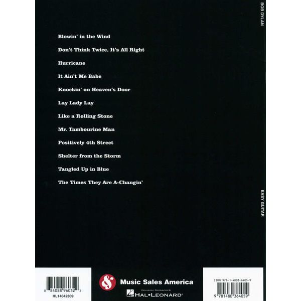 Hal Leonard Bob Dylan Easy Guitar Tab