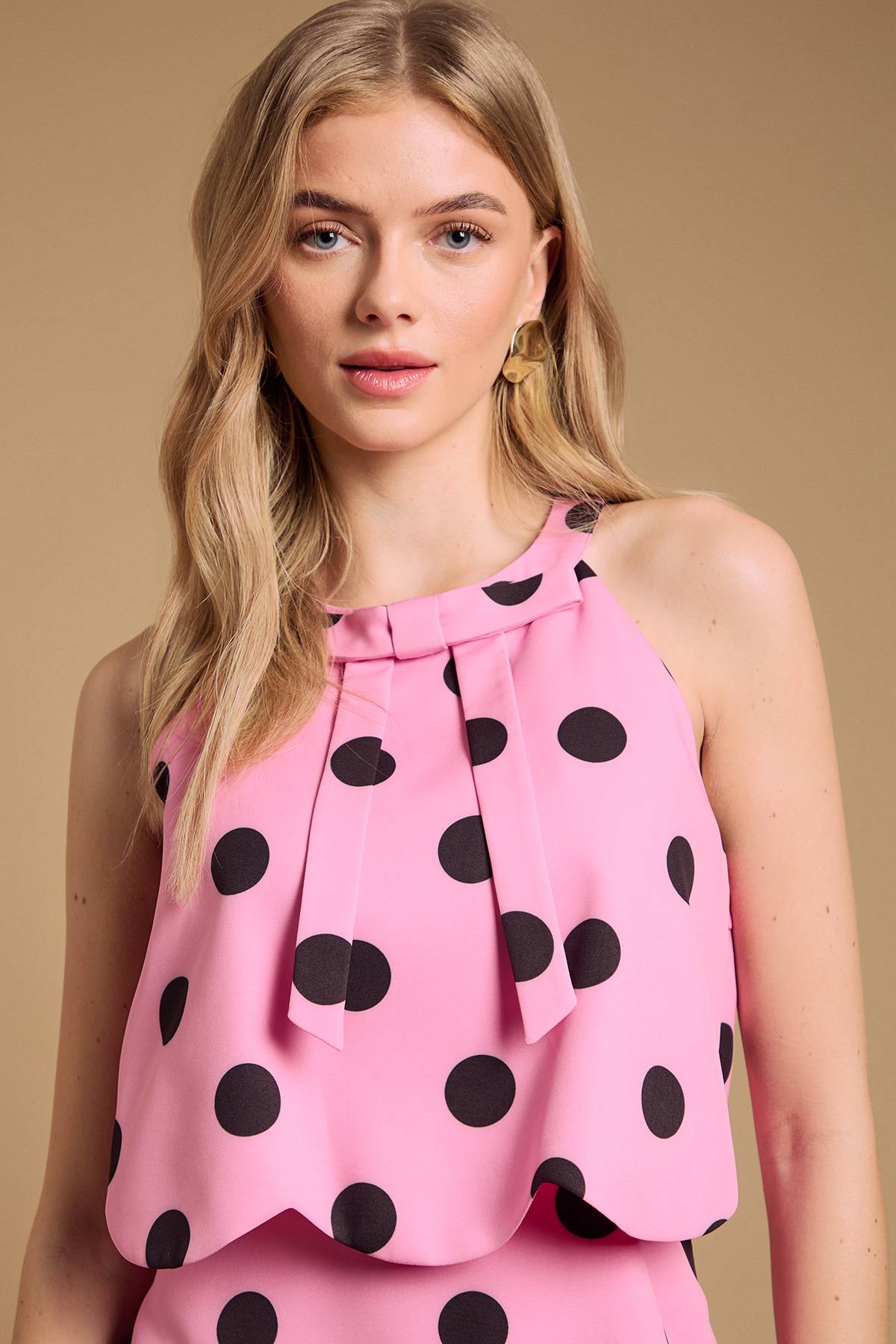 Oasis Robe Mini à Col Licou à Volants Festonnés
