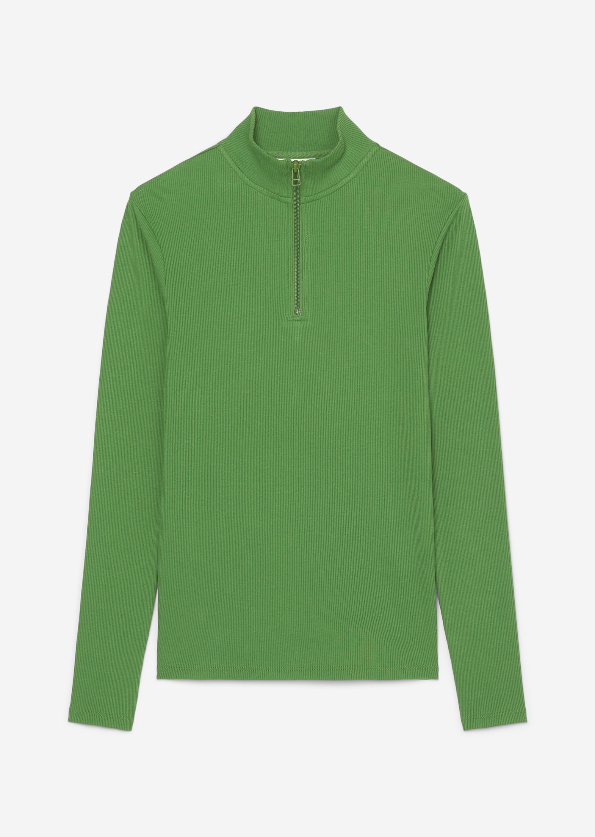 Zip-Longsleeve slim aus softem Rib-Jersey