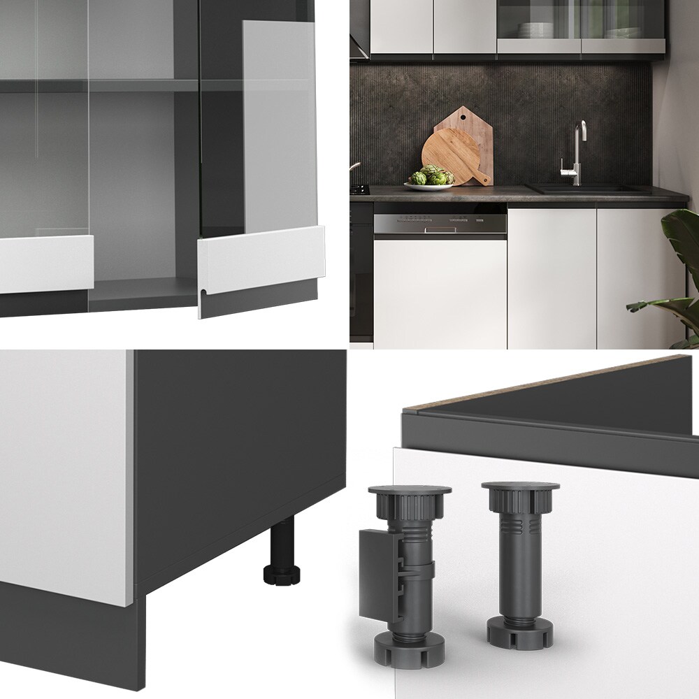 Vicco Küchenzeile Küchenblock Einbauküche R-Line J-Shape Anthrazit Weiß 300 cm modern Küchenschränke Küchenmöbel