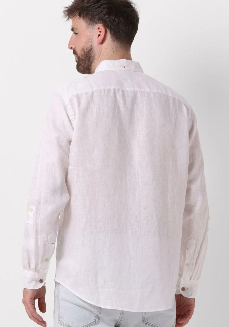 SCOTCH & SODA witte scotch & soda casual overhemd linen shirt with roll-up