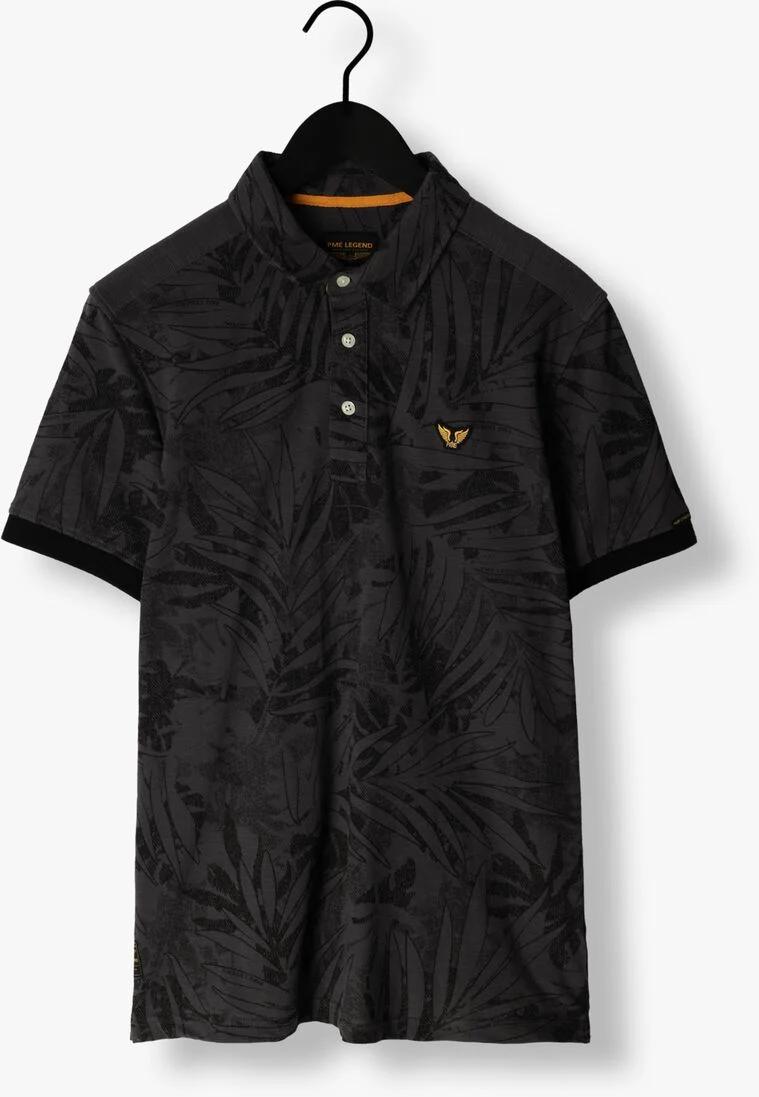 PME LEGEND donkergrijze pme legend polo short sleeve polo pique melange aop