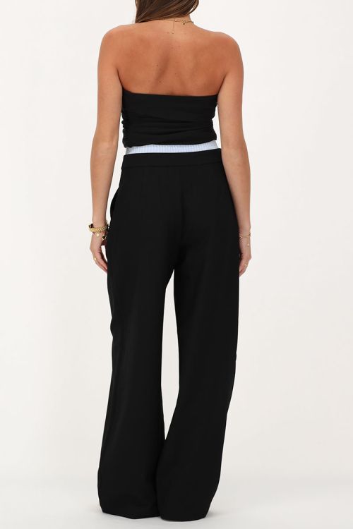 Zwarte wijde broek met boxer waistband