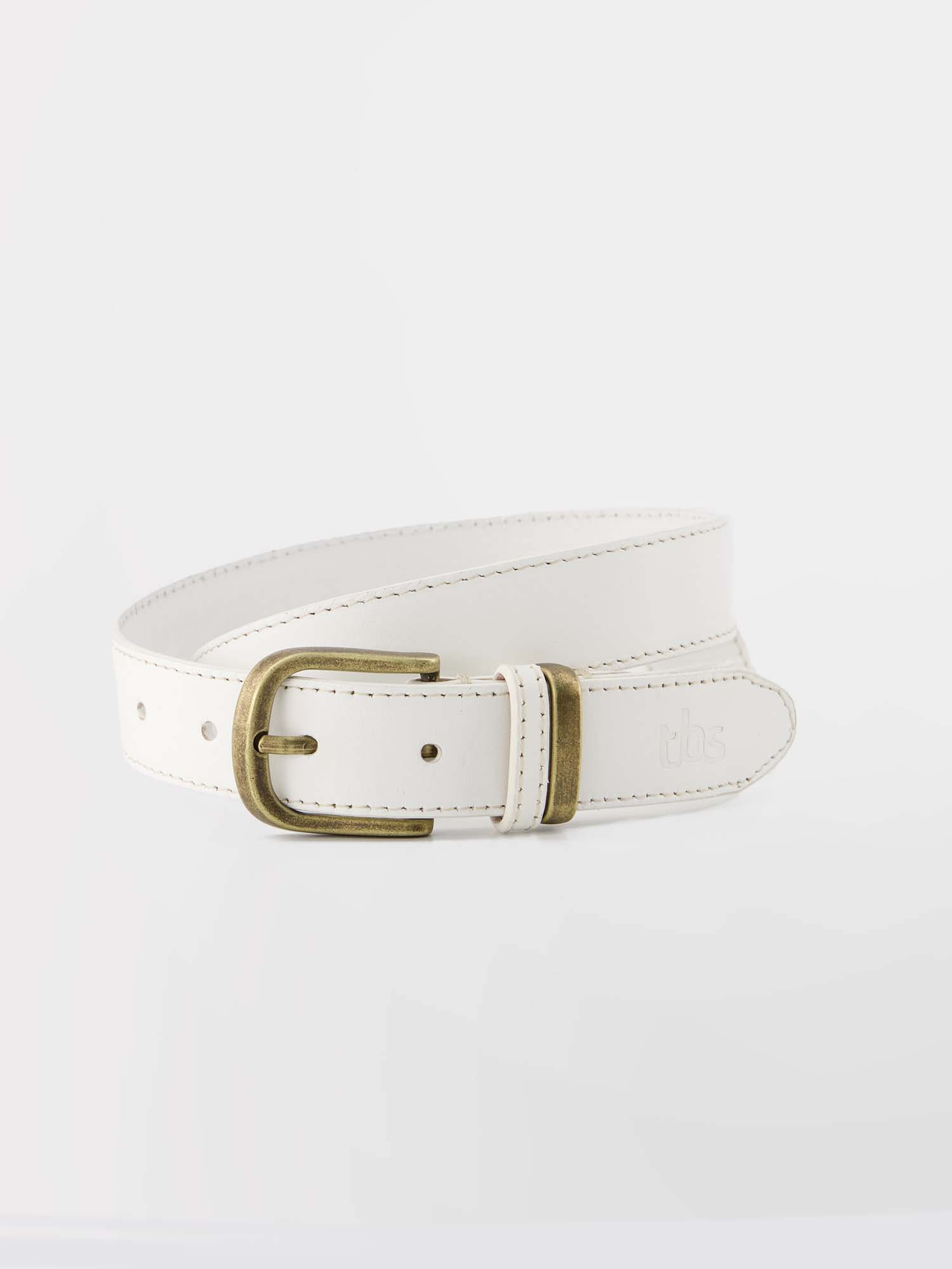 Ceinture Femme En Cuir Bouche Métal Blanc
