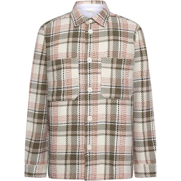 KnowledgeCotton Apparel Checked Overshirt Creme Check