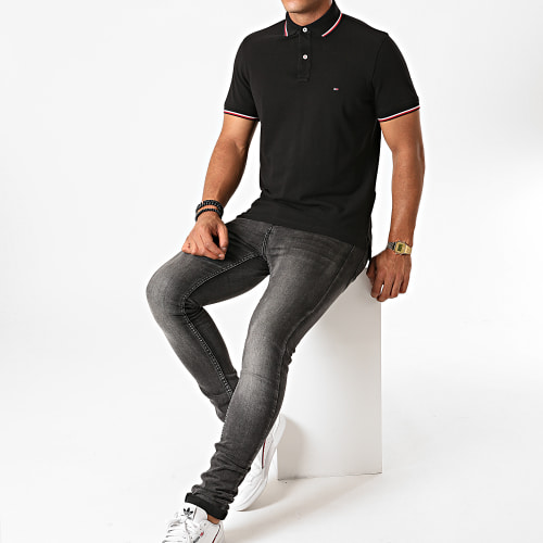 Polo Manches Courtes Core Tommy Tipped 3080 Noir