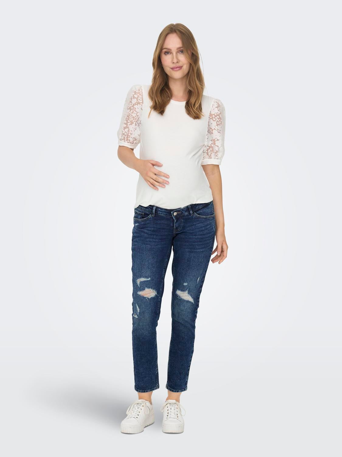OLMENEDA Hohe Taille Gerade geschnitten Jeans Light Medium Blue Denim