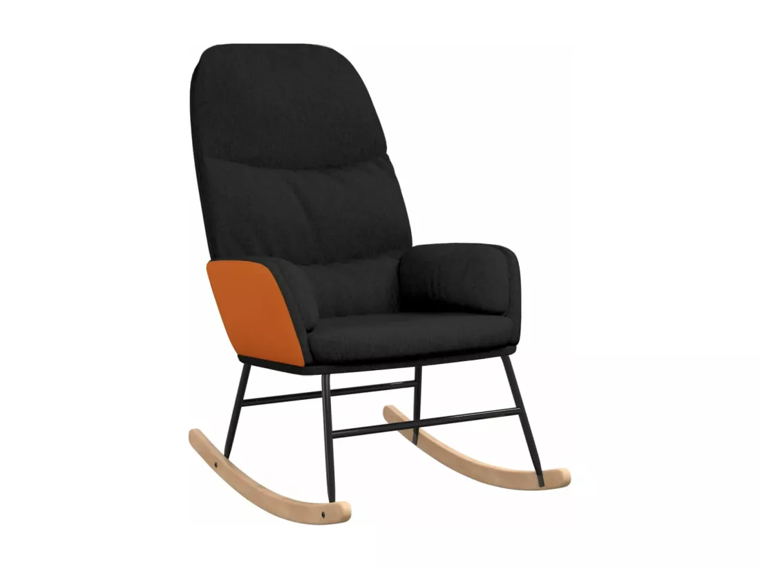 Chaise à bascule avec repose-pied Noir Tissu