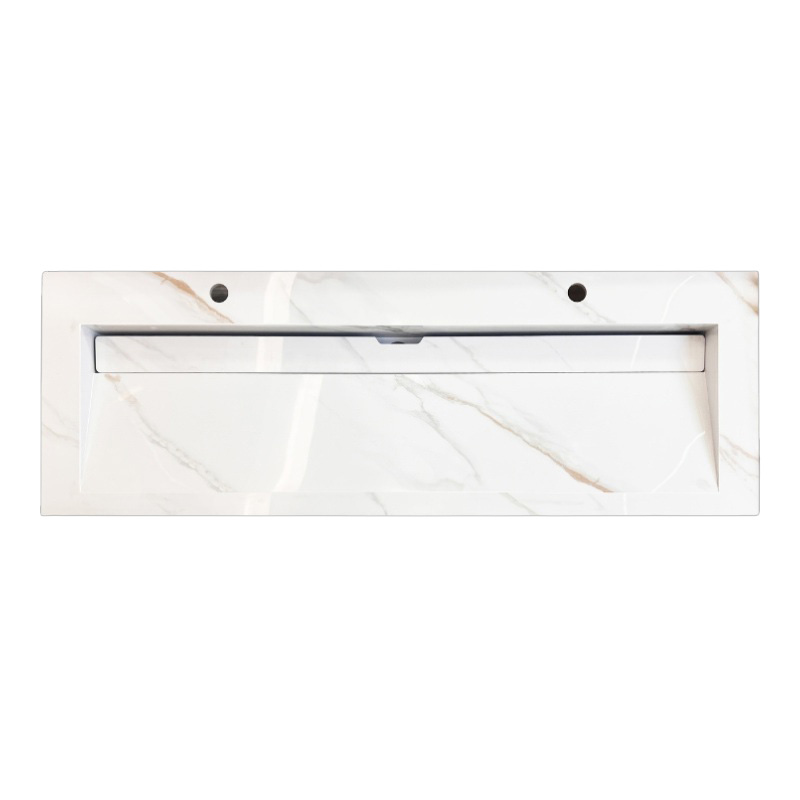 Lambini Designs Quri keramische wastafel 140cm marmer met kraangaten