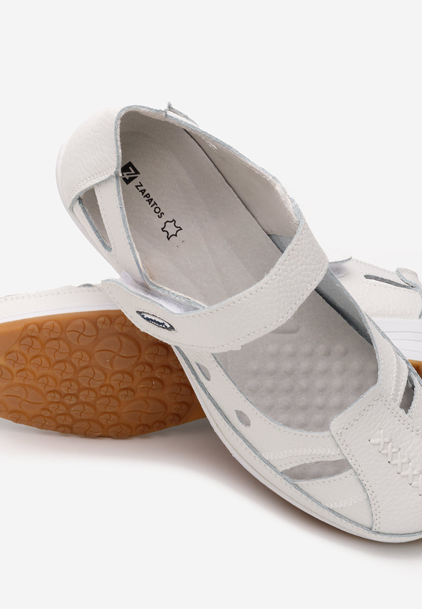 Ballerines femme en cuir blancs Deby