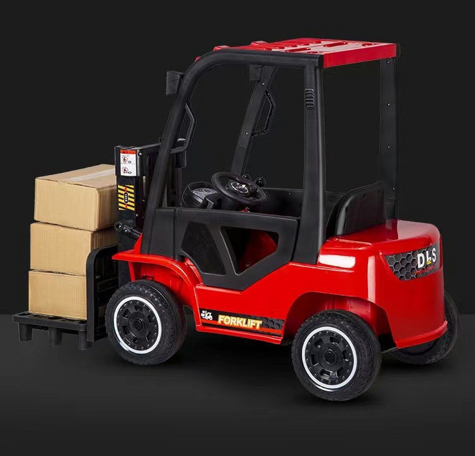 Carrinho elétrico infantil TPFLiving com empilhadeira - motor: 2 x 12 V - bateria: 1 x 12 Volt/7 Ah, capacidade de carga 40 kg, carrinho infantil - carrinho elétrico com cinto de segurança