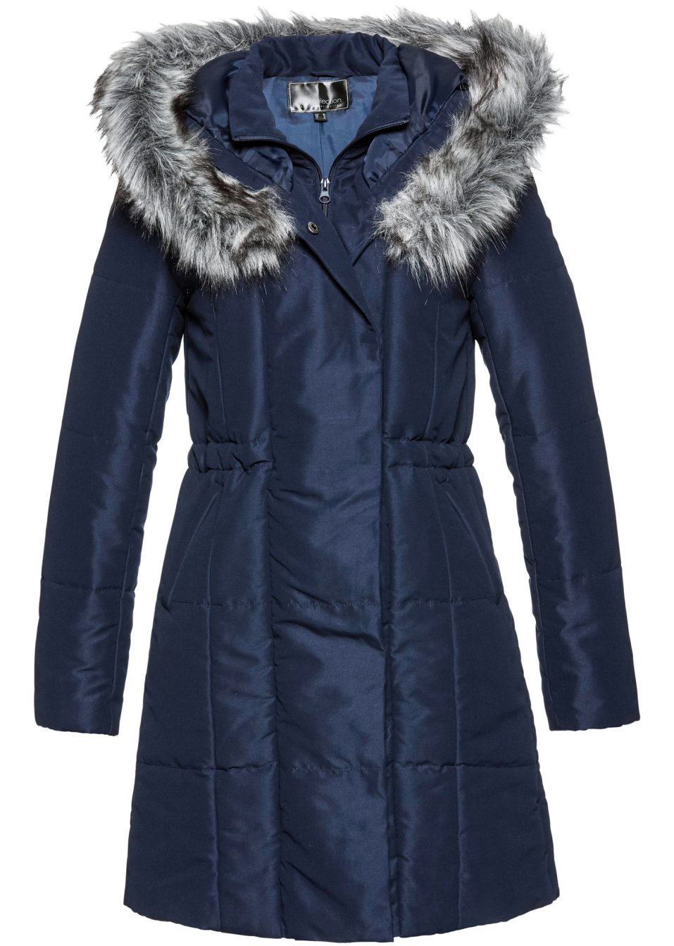 Parka longue à capuche avec détail synthétique