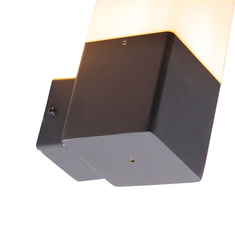 Buitenwandlamp zwart met opaal witte kap IP44 - Denmark