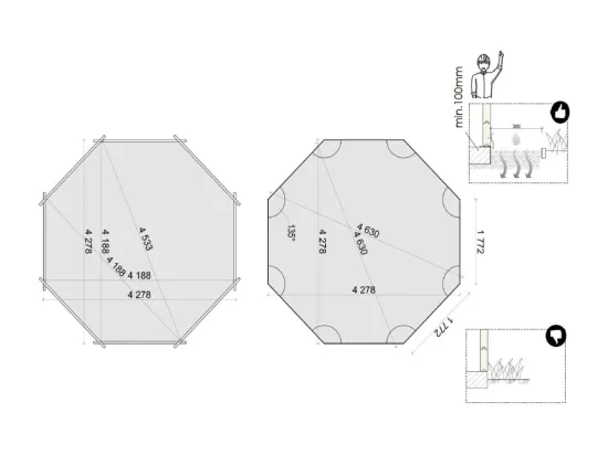 Piscine en bois 4,71x4,72 - H.1,20 m - avec filtration et coffre - BAS753OSP+SZA7 - ALTANKA