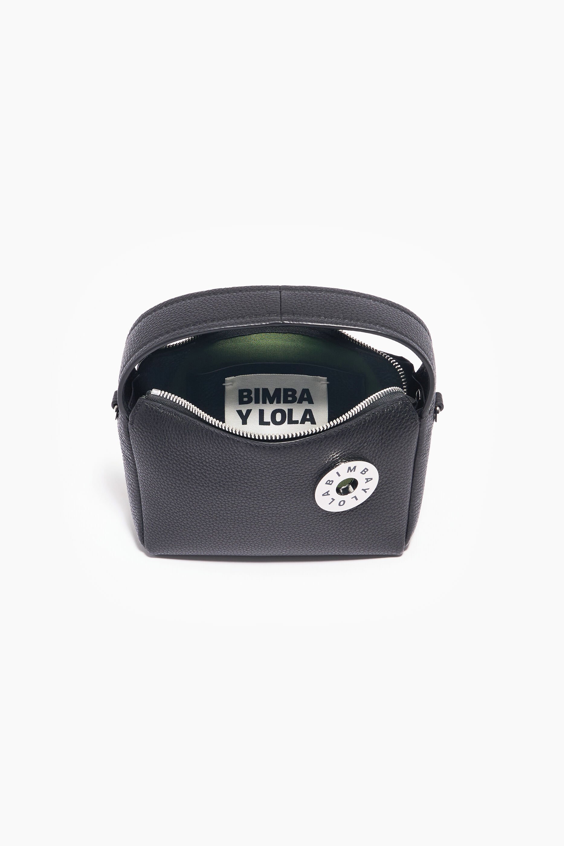 Bolsa hobo pequena de couro preto