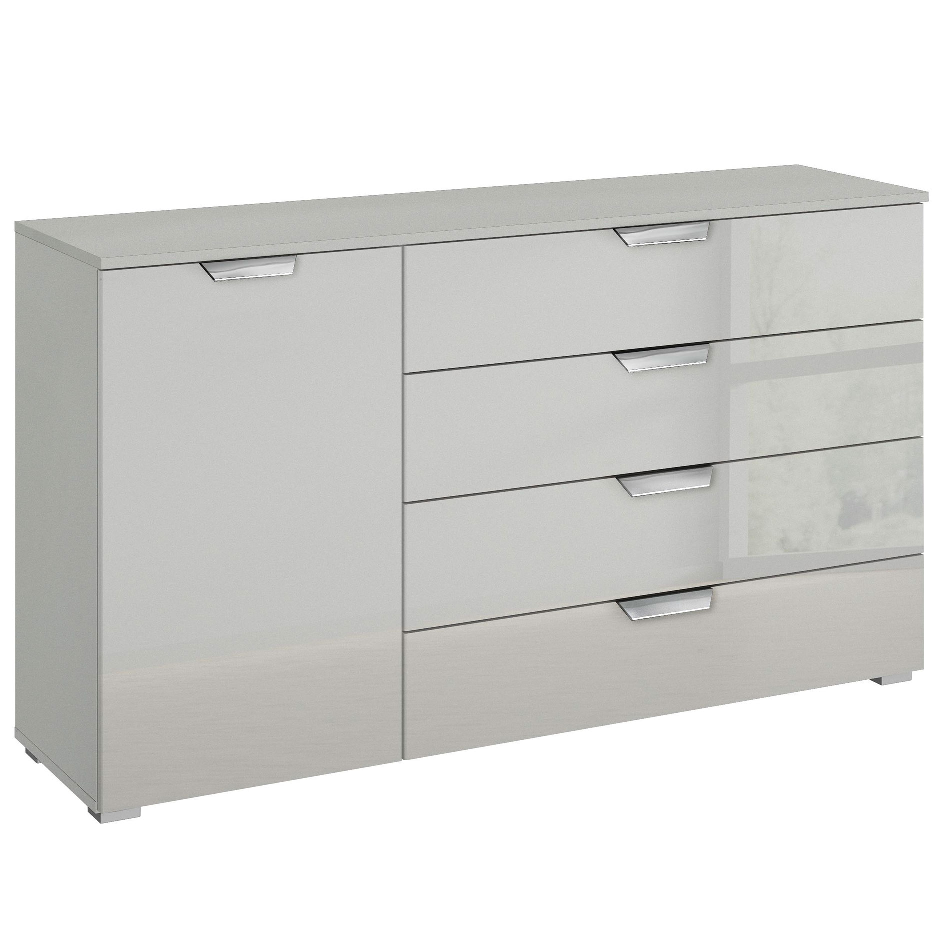 Kommode - seidengrau - Glasfronten - 140 cm