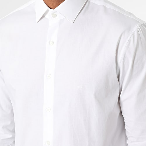 Chemise Manches Longues Poplin Stretch Slim 3025 Blanc