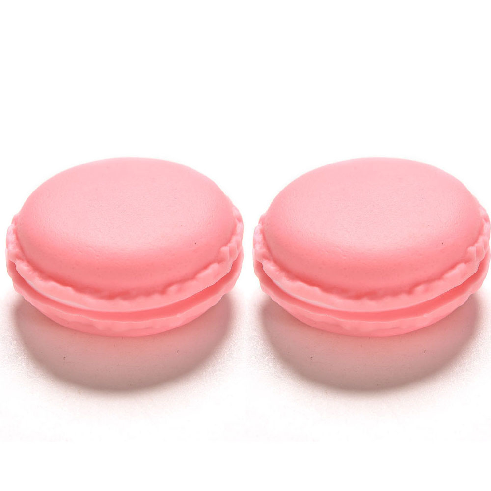 (2er Set) Mini Medikamenten Dosierer Macaron Dosett Tablettenbox Supplements Pillendose Tablettenspender - Rosa