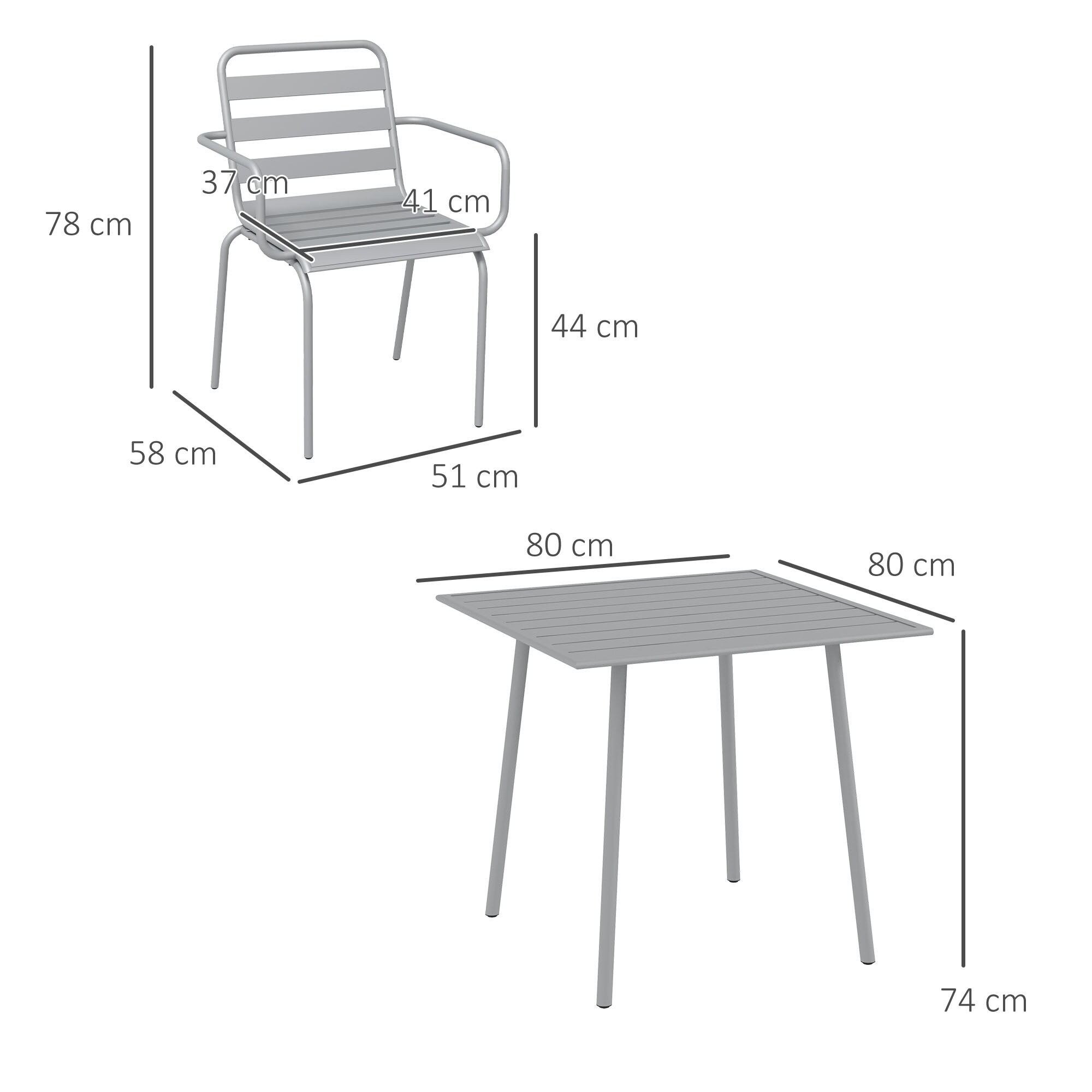Outsunny Sitzgruppe mit 4 Stühlen grün 80B x 80T x 74H cm