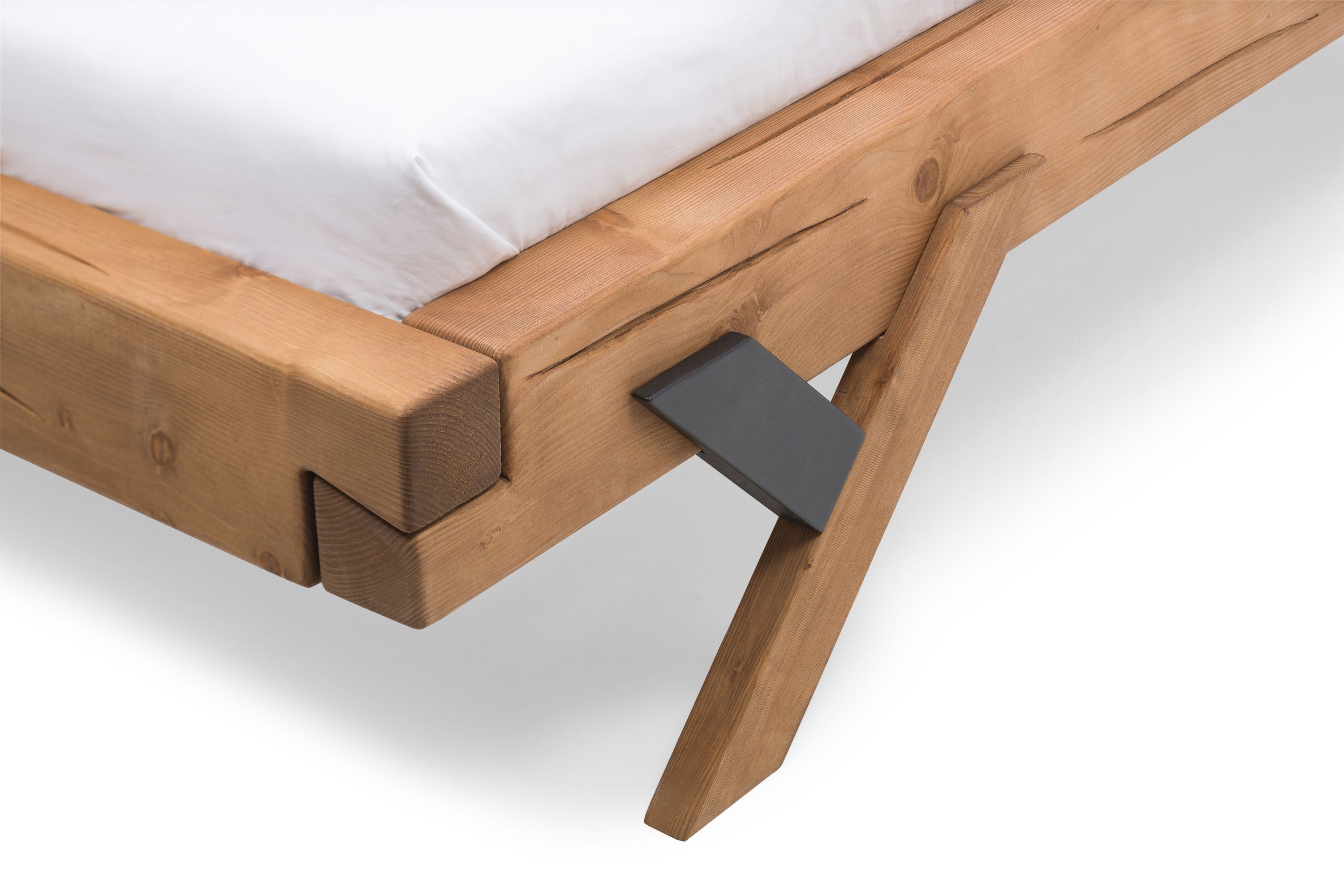 Balkenbett 200 x 200cm Massivholz Bettgestell Doppelbett Ehebett Bettrahmen