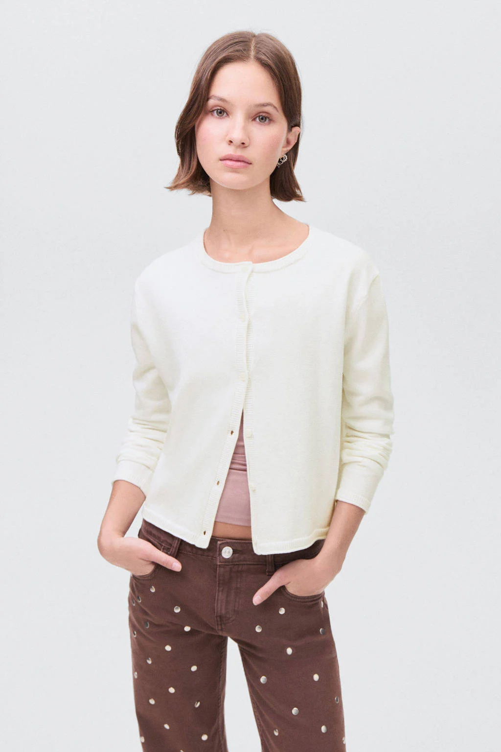 MANGO TEEN vest ecru fijn gebreid