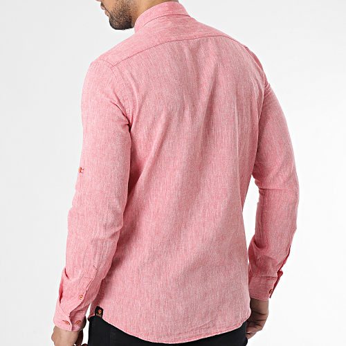 Chemise Manches Longues Rouge Chiné