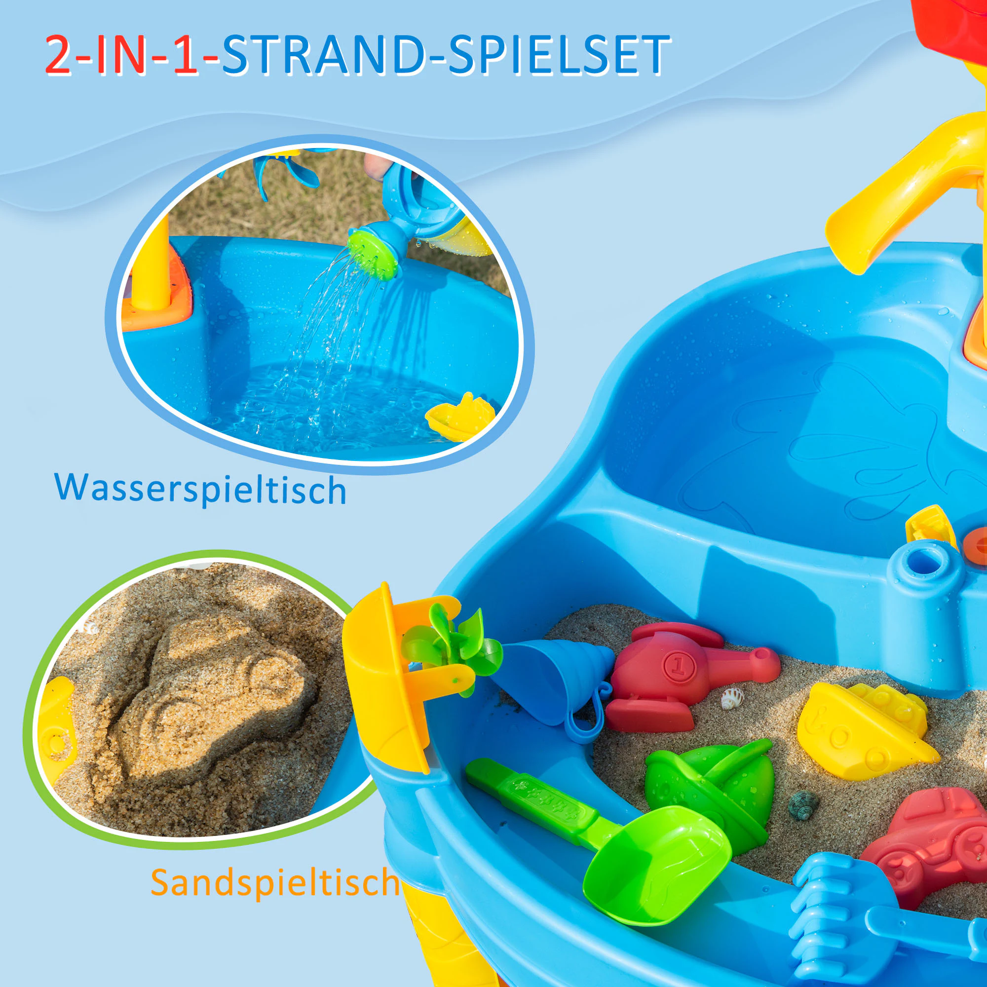 HOMCOM Sandspielzeug mit Sonnenschirm bunt 72,5L x 78B x 81,5H cm
