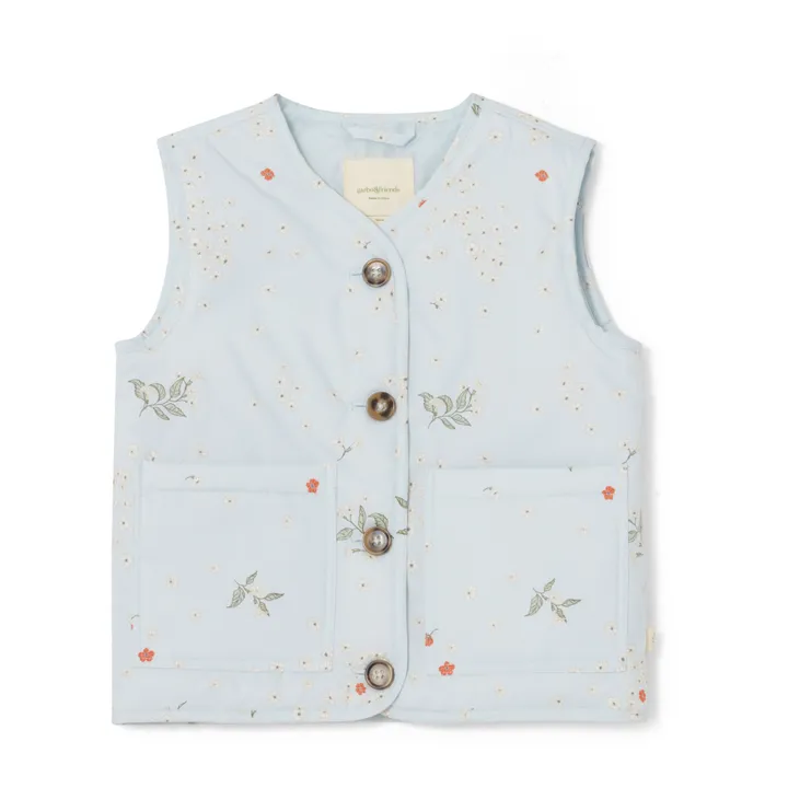garbo&friends Veste sans Manches Fleurie Matières Recyclées | Bleu ciel
