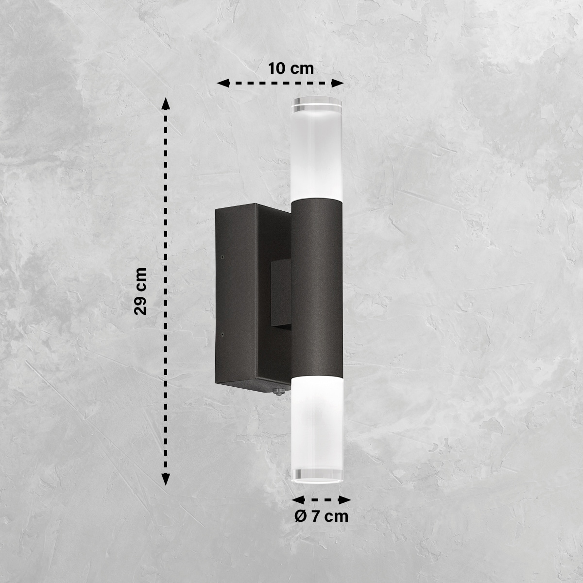SCHÖNER WOHNEN-Kollektion LED Badlampe Wand TWICE 7 cm schwarz