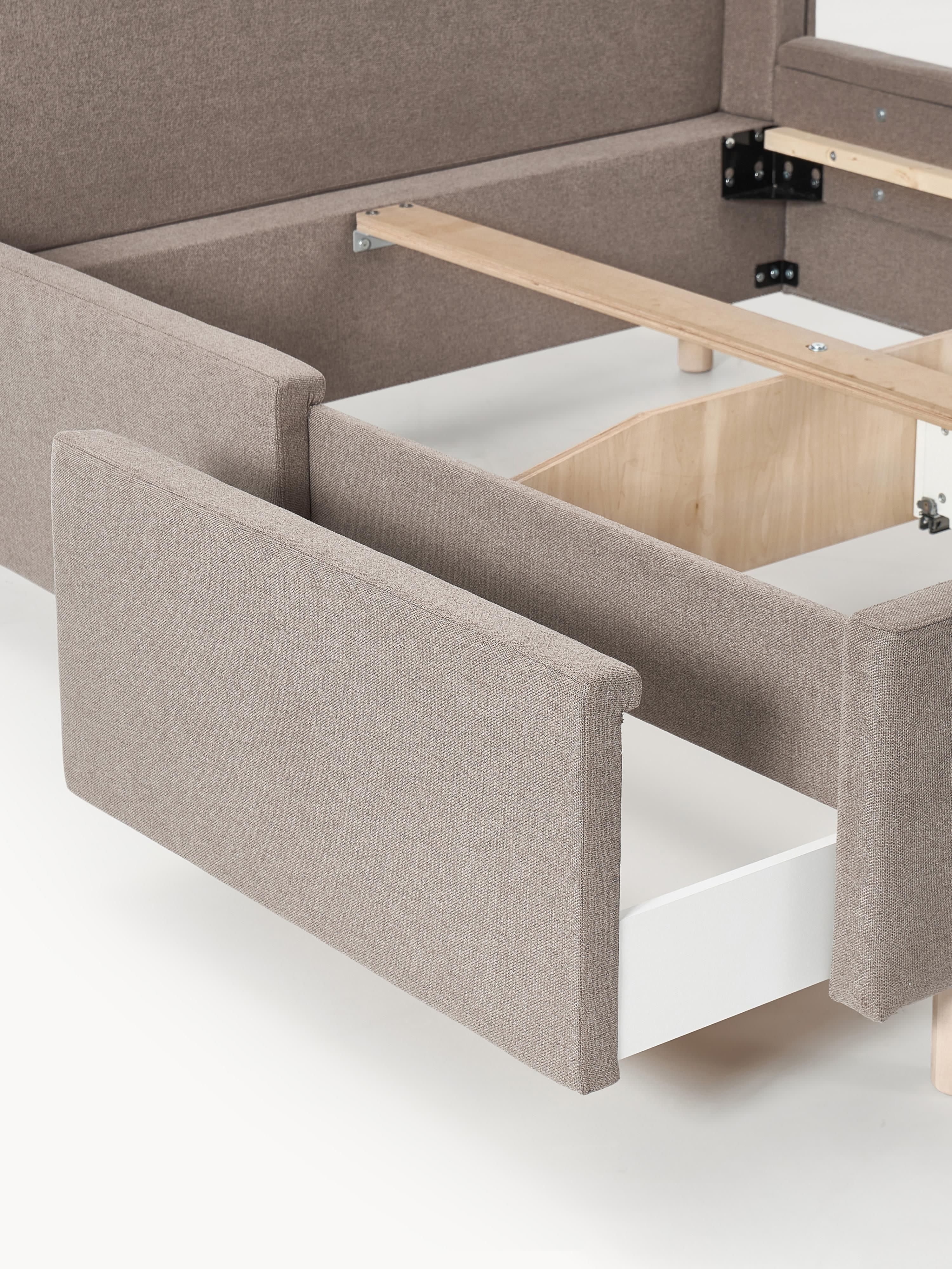 Gestoffeerd bed Arche met lades