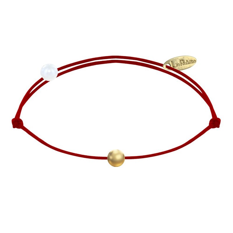 Bracelet Lien Petite Perle Plaqué Or - Classics - Rouge
