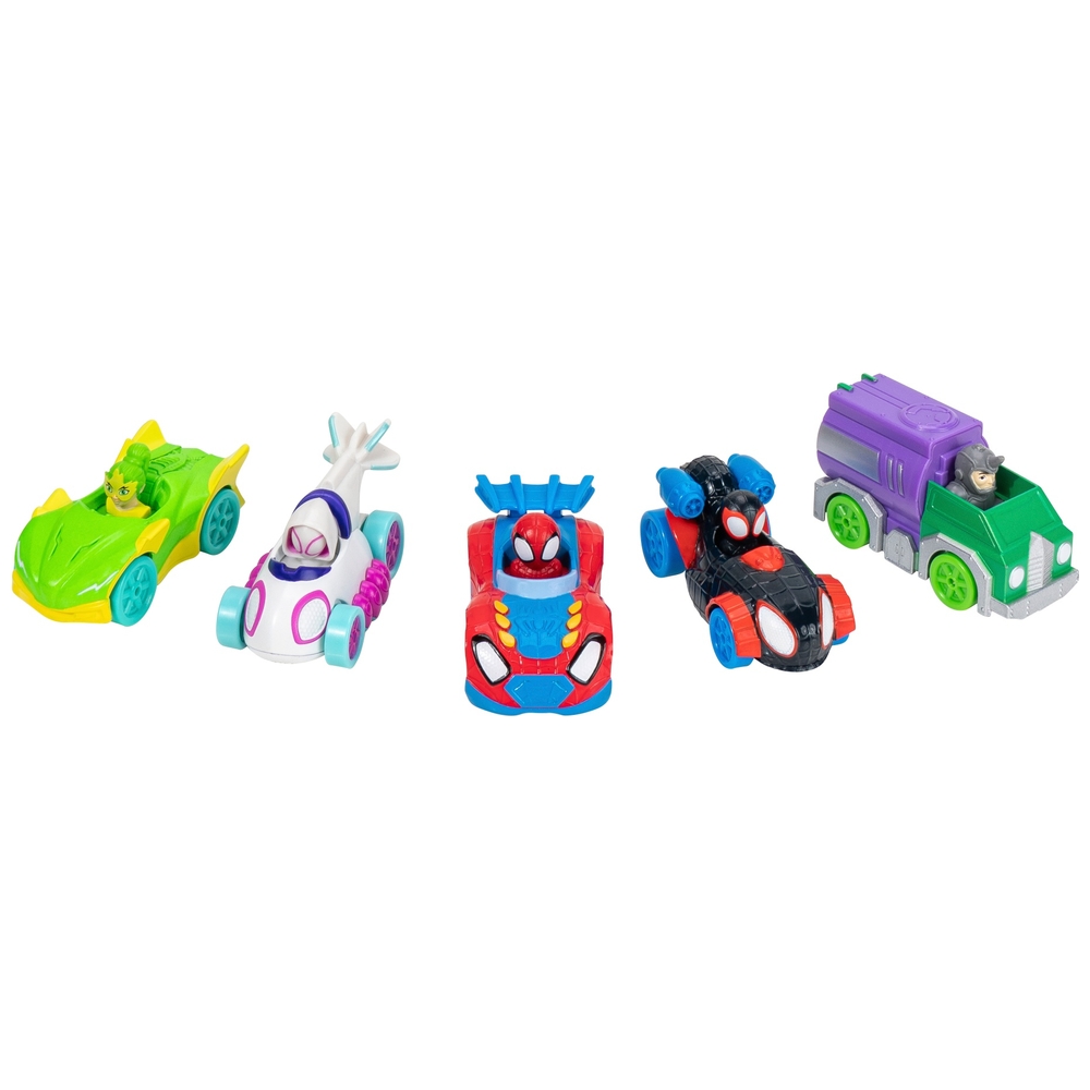 Marvel Spidey und Freunde Amazing Metals City Rennbahn-Spielset mit fünf Fahrzeugen