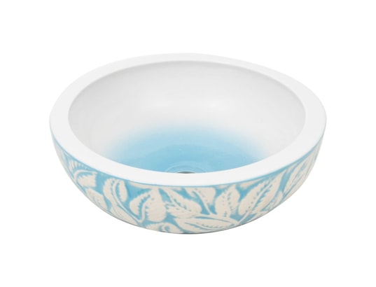VIDAXL - Vasque à poser blanc et bleu rond f41x14 cm céramique