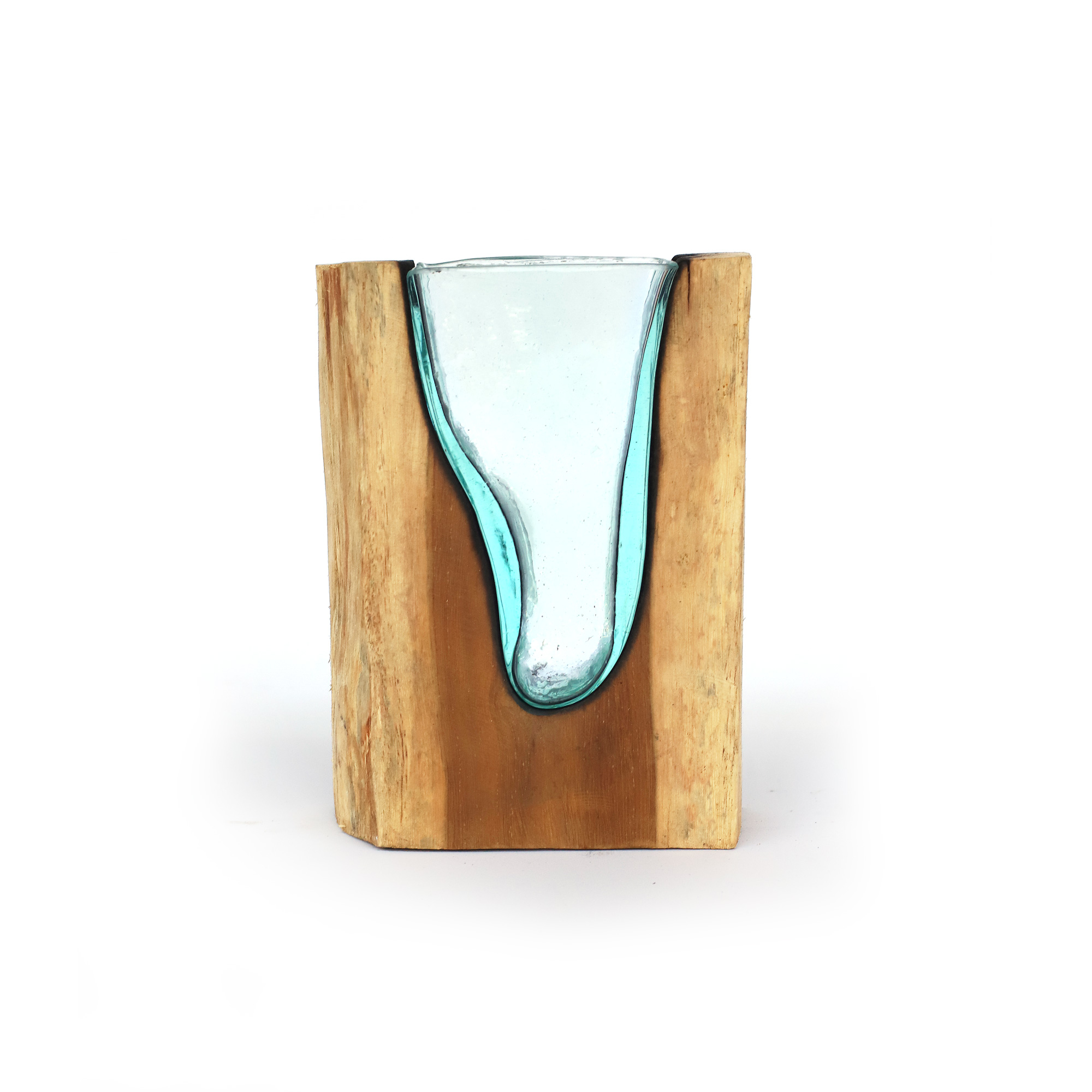 Wurzelholz-Glasvase 'V', B 15 cm, H 20 cm, T 6 cm von fischer's lagerhaus