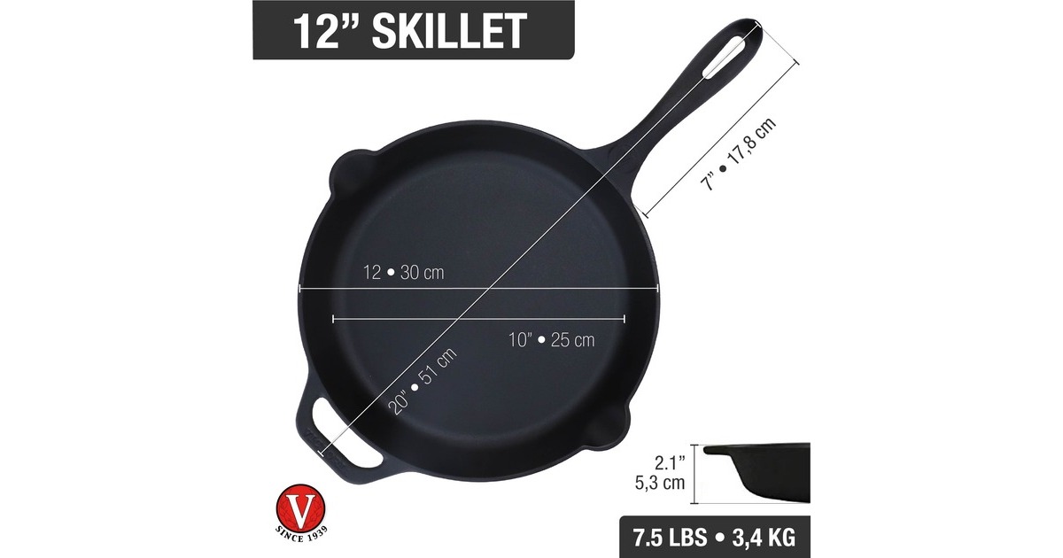 VictoriaSkillet 30 cm, Seasoned bak-/braadpan  (Zwart, Color packaging)