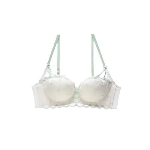 Sancus - Draadloze bh/slip/set met geborduurde bloemenstrik